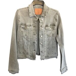 Amethyst Jeans Denim Jacket Olive Grey Trucker Gorpcore Grunge Womens Medium
